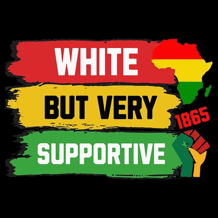 White But Supportive Ally Black History Month Juneteenth Women's V-Neck T-Shirt