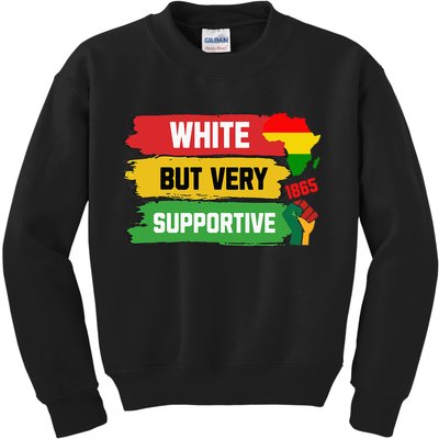 White But Supportive Ally Black History Month Juneteenth Kids Sweatshirt