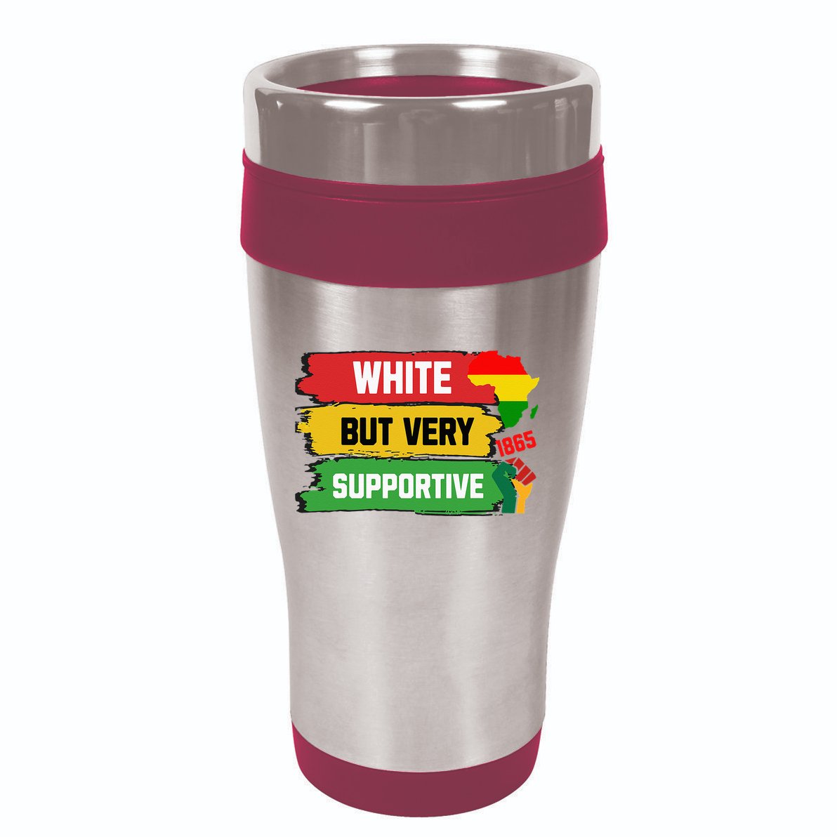 White But Supportive Ally Black History Month Juneteenth 16oz Travel Tumbler
