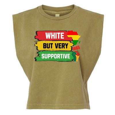 White But Supportive Ally Black History Month Juneteenth Garment-Dyed Women's Muscle Tee