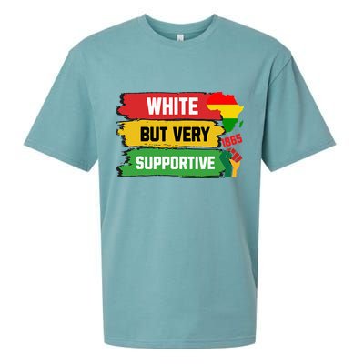White But Supportive Ally Black History Month Juneteenth Sueded Cloud Jersey T-Shirt
