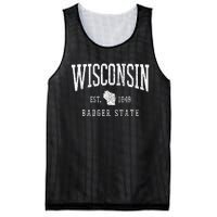 Wisconsin Badger State Est. 1848 State Map Souvenir Gift Mesh Reversible Basketball Jersey Tank