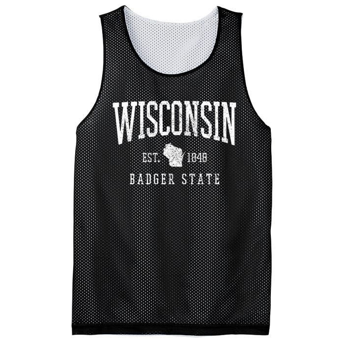 Wisconsin Badger State Est. 1848 State Map Souvenir Gift Mesh Reversible Basketball Jersey Tank