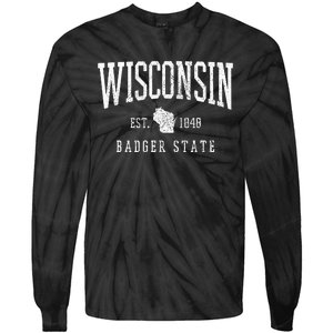 Wisconsin Badger State Est. 1848 State Map Souvenir Gift Tie-Dye Long Sleeve Shirt