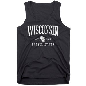 Wisconsin Badger State Est. 1848 State Map Souvenir Gift Tank Top