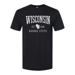 Wisconsin Badger State Est. 1848 State Map Souvenir Gift Softstyle CVC T-Shirt