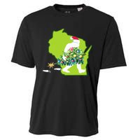 Wisconsin Bigfoot State Christmas Tree Cooling Performance Crew T-Shirt