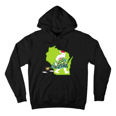 Wisconsin Bigfoot State Christmas Tree Hoodie