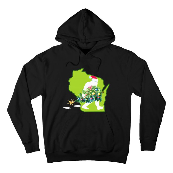 Wisconsin Bigfoot State Christmas Tree Hoodie