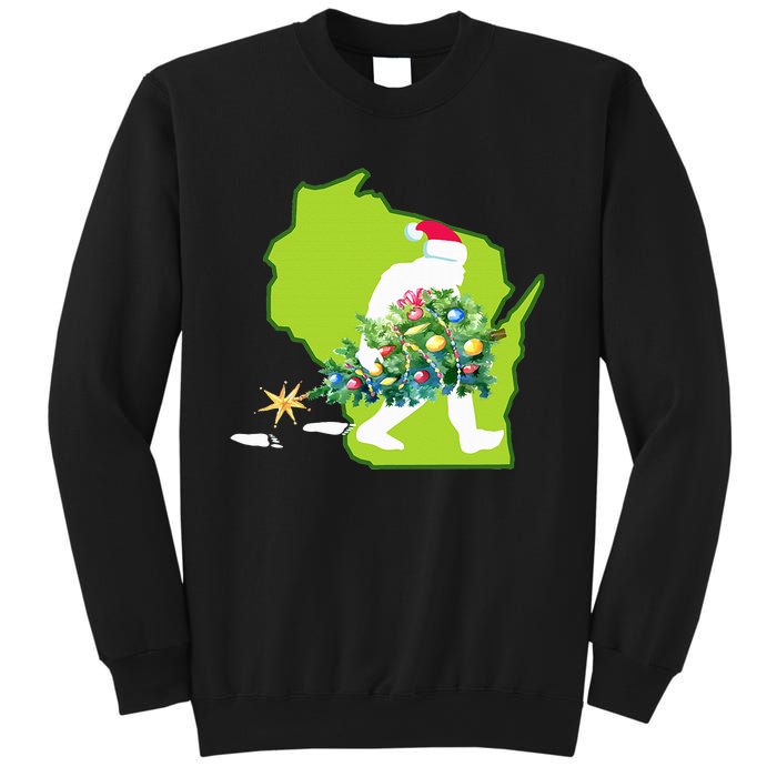 Wisconsin Bigfoot State Christmas Tree Sweatshirt