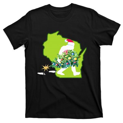 Wisconsin Bigfoot State Christmas Tree T-Shirt