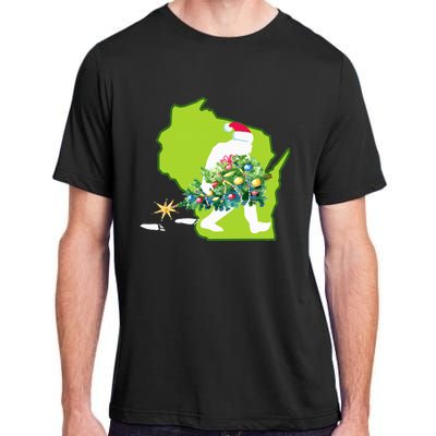 Wisconsin Bigfoot State Christmas Tree Adult ChromaSoft Performance T-Shirt