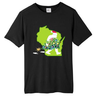 Wisconsin Bigfoot State Christmas Tree Tall Fusion ChromaSoft Performance T-Shirt