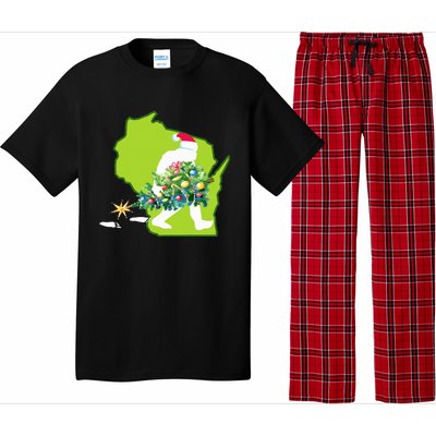 Wisconsin Bigfoot State Christmas Tree Pajama Set