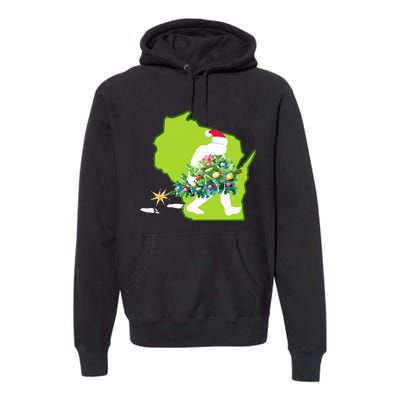 Wisconsin Bigfoot State Christmas Tree Premium Hoodie