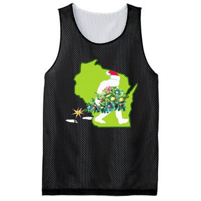 Wisconsin Bigfoot State Christmas Tree Mesh Reversible Basketball Jersey Tank