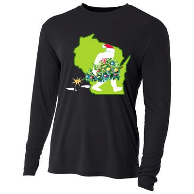 Wisconsin Bigfoot State Christmas Tree Cooling Performance Long Sleeve Crew