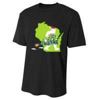 Wisconsin Bigfoot State Christmas Tree Performance Sprint T-Shirt