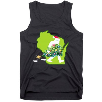 Wisconsin Bigfoot State Christmas Tree Tank Top