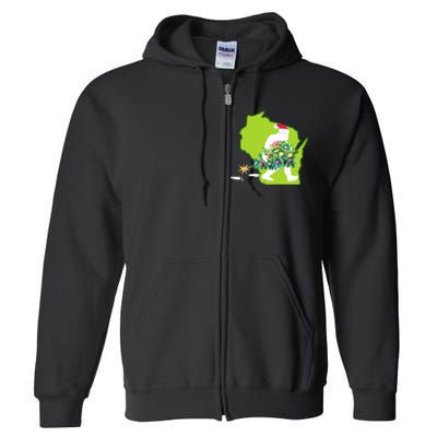 Wisconsin Bigfoot State Christmas Tree Full Zip Hoodie