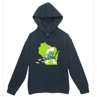 Wisconsin Bigfoot State Christmas Tree Urban Pullover Hoodie