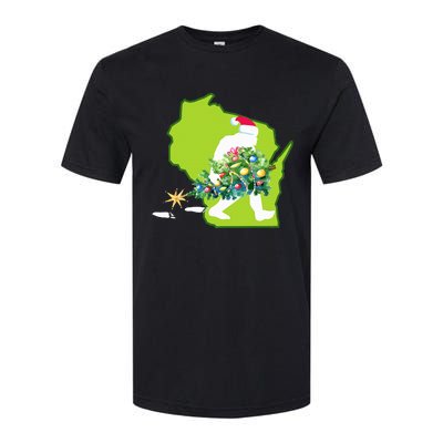 Wisconsin Bigfoot State Christmas Tree Softstyle CVC T-Shirt