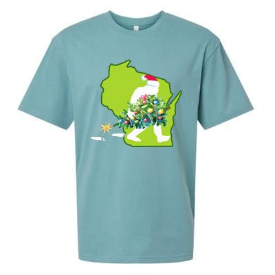 Wisconsin Bigfoot State Christmas Tree Sueded Cloud Jersey T-Shirt