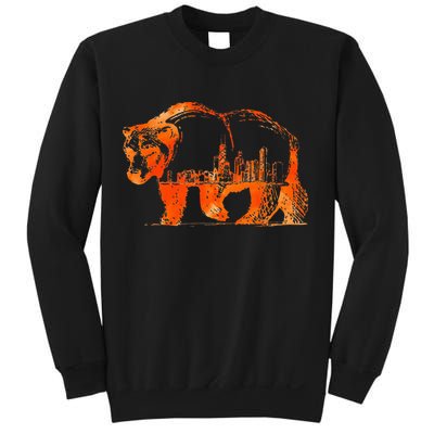 Walking Bear Silhouette Downtown Chicago City Skyline Gift Sweatshirt