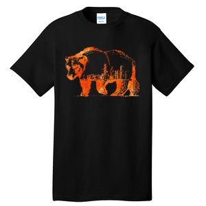 Walking Bear Silhouette Downtown Chicago City Skyline Gift Tall T-Shirt