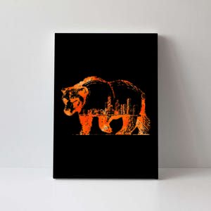 Walking Bear Silhouette Downtown Chicago City Skyline Gift Canvas