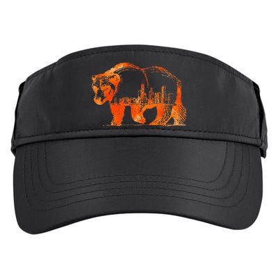 Walking Bear Silhouette Downtown Chicago City Skyline Gift Adult Drive Performance Visor