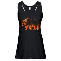 Walking Bear Silhouette Downtown Chicago City Skyline Gift Ladies Essential Flowy Tank