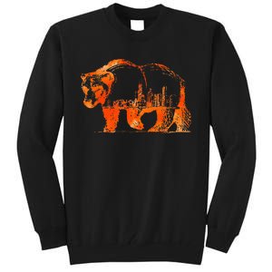 Walking Bear Silhouette Downtown Chicago City Skyline Gift Tall Sweatshirt