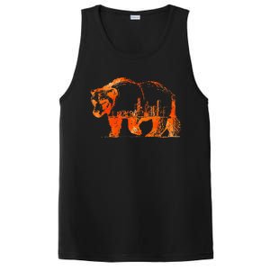 Walking Bear Silhouette Downtown Chicago City Skyline Gift PosiCharge Competitor Tank