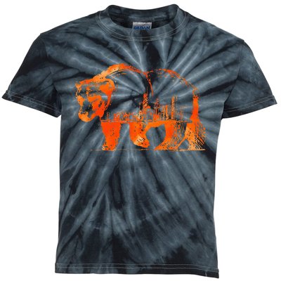 Walking Bear Silhouette Downtown Chicago City Skyline Gift Kids Tie-Dye T-Shirt