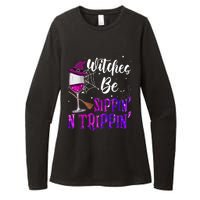 Witches Be Sippin N Trippin Halloween Drinking Funny Black Cat Womens CVC Long Sleeve Shirt