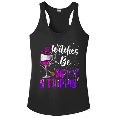 Witches Be Sippin N Trippin Halloween Drinking Funny Black Cat Ladies PosiCharge Competitor Racerback Tank