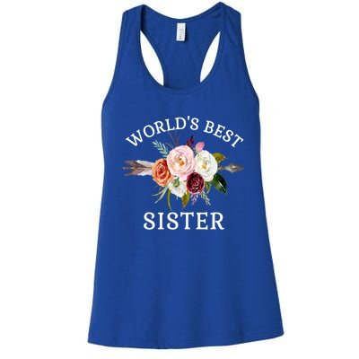 World's Best Sister Rustic Arrow Flower Bouquet Sister Meaningful Gift Women's Racerback Tank