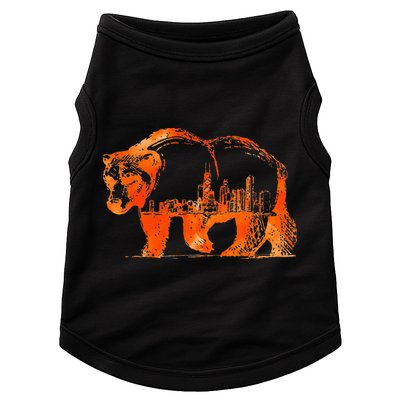 Walking Bear Silhouette Downtown Chicago City Skyline Gift Doggie Tank