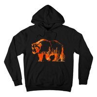 Walking Bear Silhouette Downtown Chicago City Skyline Gift Hoodie