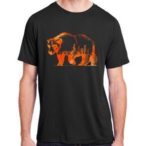 Walking Bear Silhouette Downtown Chicago City Skyline Gift Adult ChromaSoft Performance T-Shirt