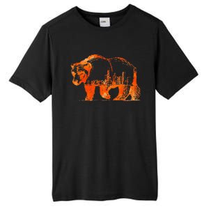 Walking Bear Silhouette Downtown Chicago City Skyline Gift Tall Fusion ChromaSoft Performance T-Shirt