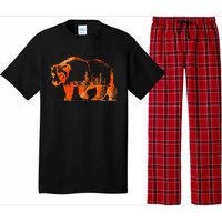 Walking Bear Silhouette Downtown Chicago City Skyline Gift Pajama Set