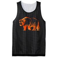 Walking Bear Silhouette Downtown Chicago City Skyline Gift Mesh Reversible Basketball Jersey Tank