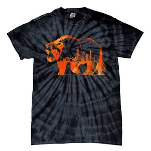 Walking Bear Silhouette Downtown Chicago City Skyline Gift Tie-Dye T-Shirt