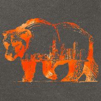 Walking Bear Silhouette Downtown Chicago City Skyline Gift Cotton Canvas Backpack
