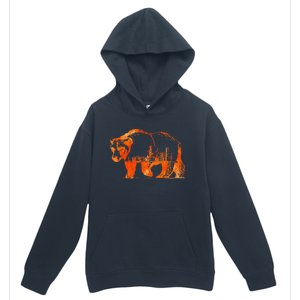 Walking Bear Silhouette Downtown Chicago City Skyline Gift Urban Pullover Hoodie