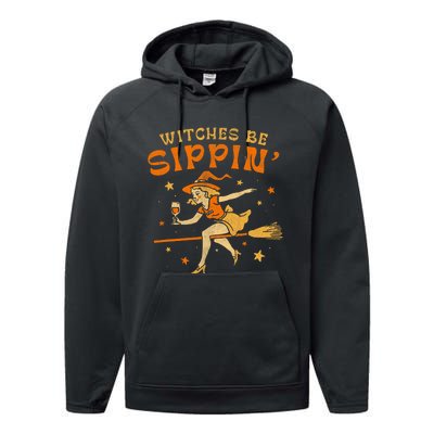 Witches Be Sippin Halloween Holiday Spooky Performance Fleece Hoodie