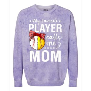 Wo Baseball Softball My Favorite Player Calls Me Mom Mother Day Colorblast Crewneck Sweatshirt