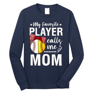 Wo Baseball Softball My Favorite Player Calls Me Mom Mother Day Long Sleeve Shirt